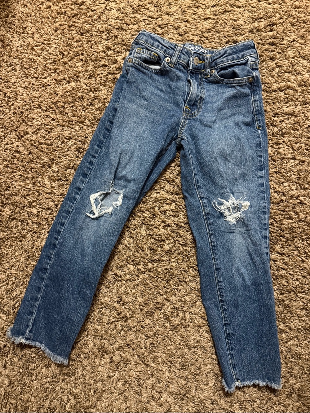 Cat & Jack Blue Ripped Ankle Jeans